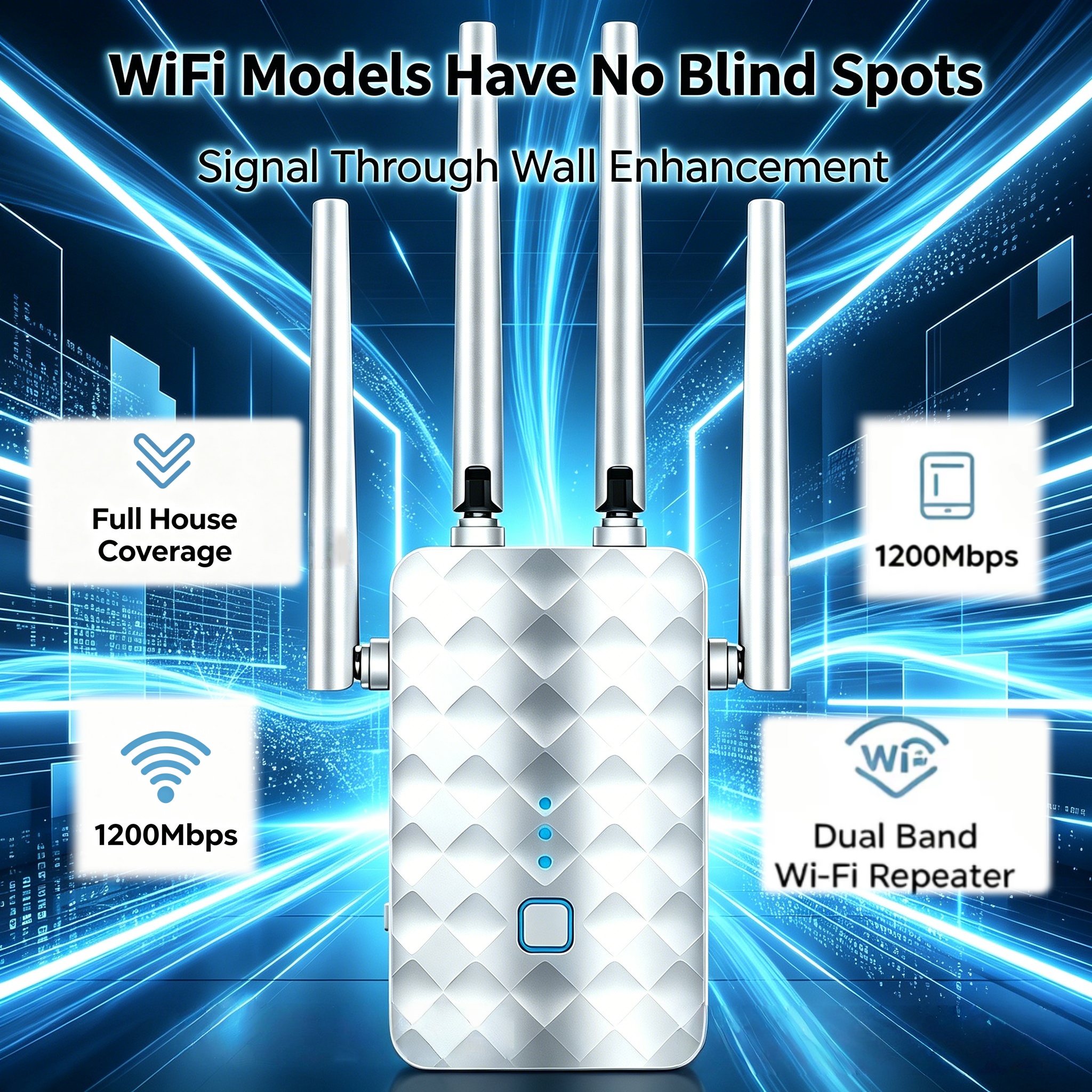 Home Security And Internet - 2.4G/5GHz 1200Mbps WiFi Repeater Dual Band