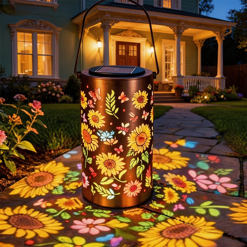 Home Security Yard Sign - 2PCS Colorful Sunflower Solar Lanterns Outdoor