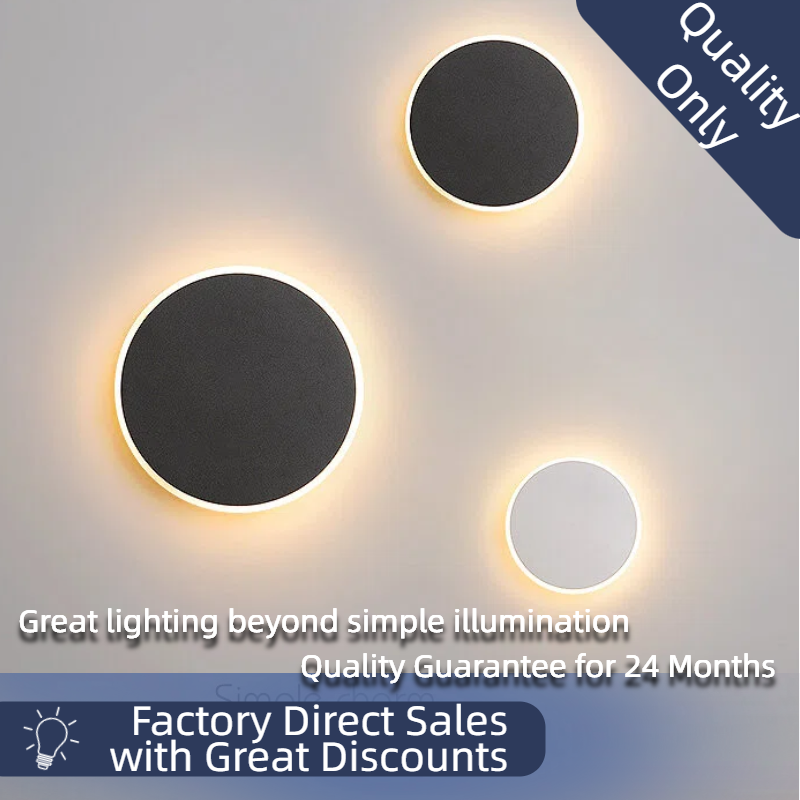 Home Security Yard Sign - Nordic Minimalist Round LED Wall Light,