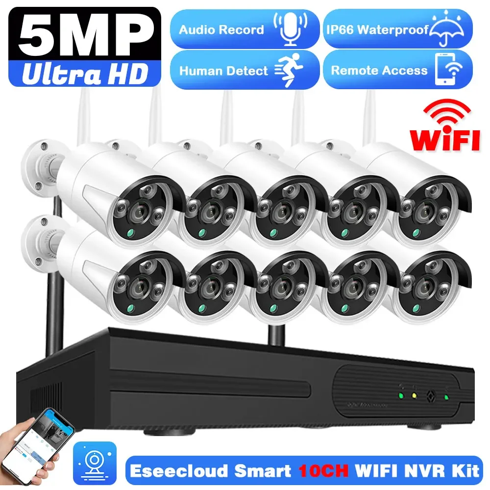 Home Security Systems Wireless - 5MP HD Video WIFI Surveillance CCTV