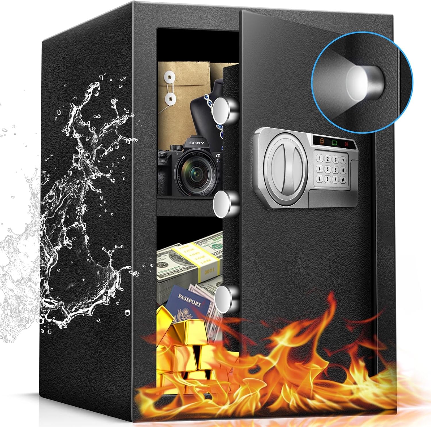 2.5 Cu Ft Safe Box for Home Do - Home Security Lights avaliação e preço