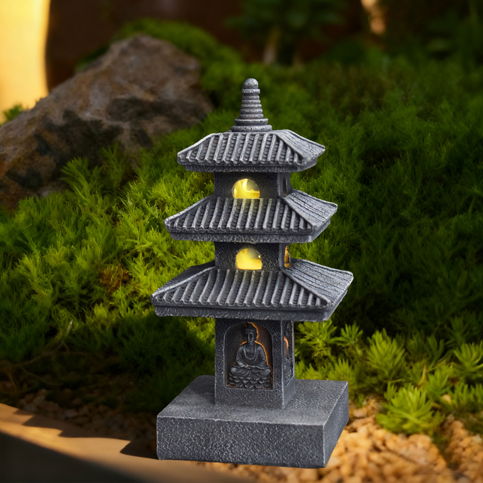 Solar Pagoda Lantern Garden St - Home Security Yard Sign avaliação e preço