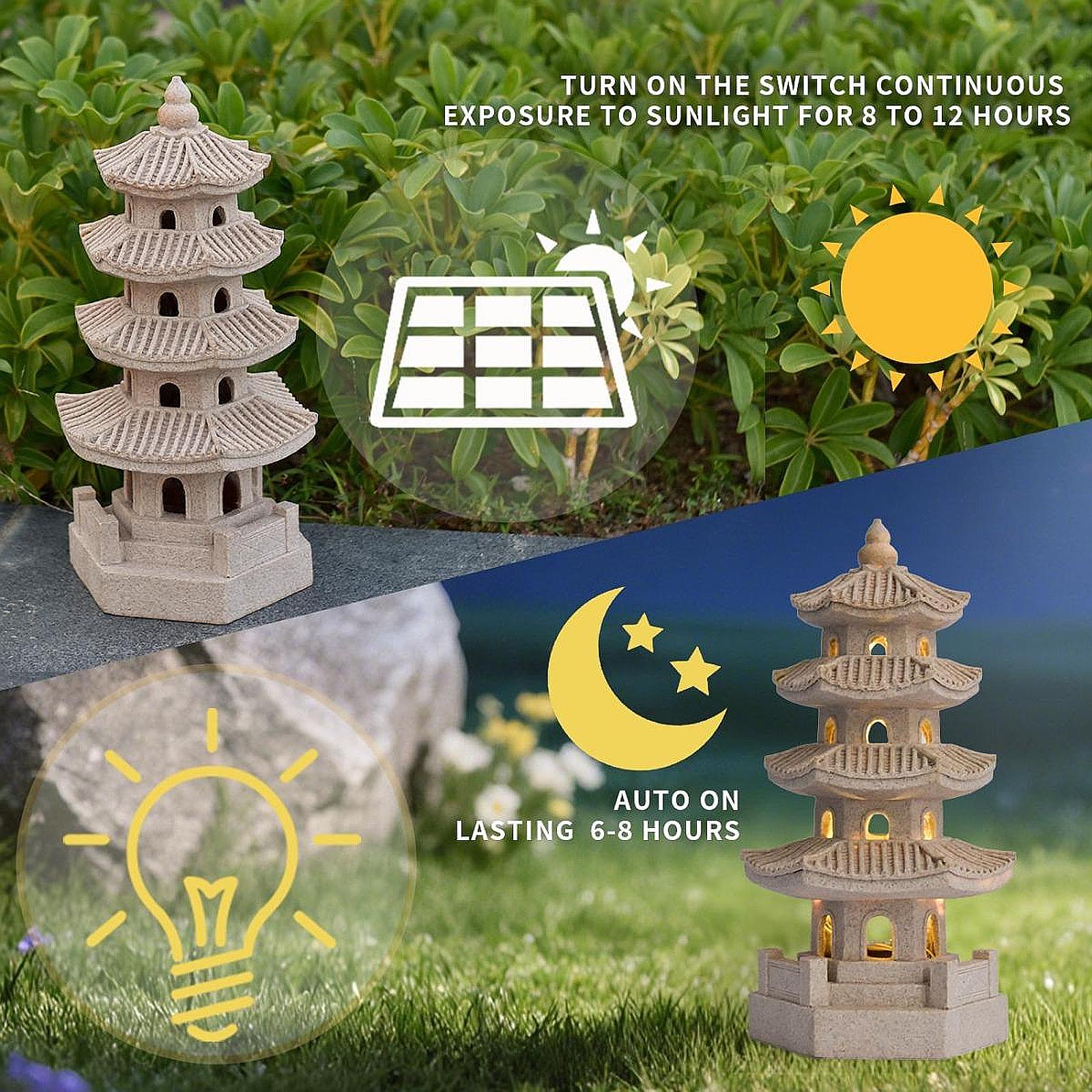 Solar Pagoda Lantern Garden St - Home Security Yard Sign avaliação e preço