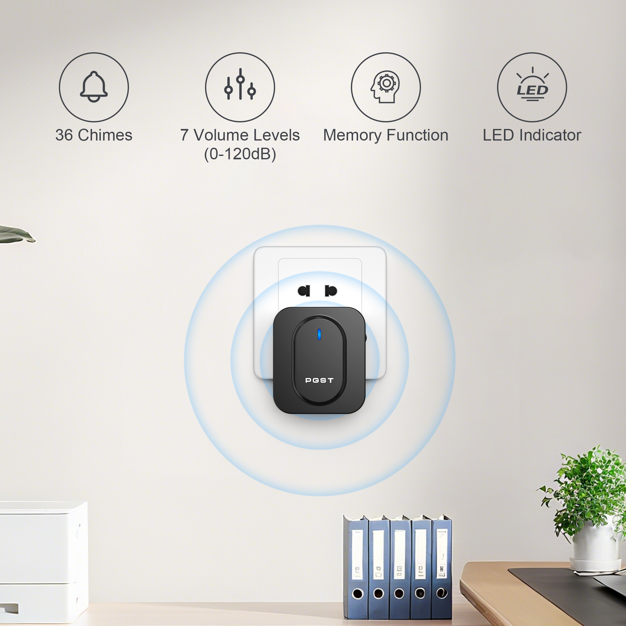 PGST Wireless Doorbell 36 Chim - Home Security Lights avaliação e preço