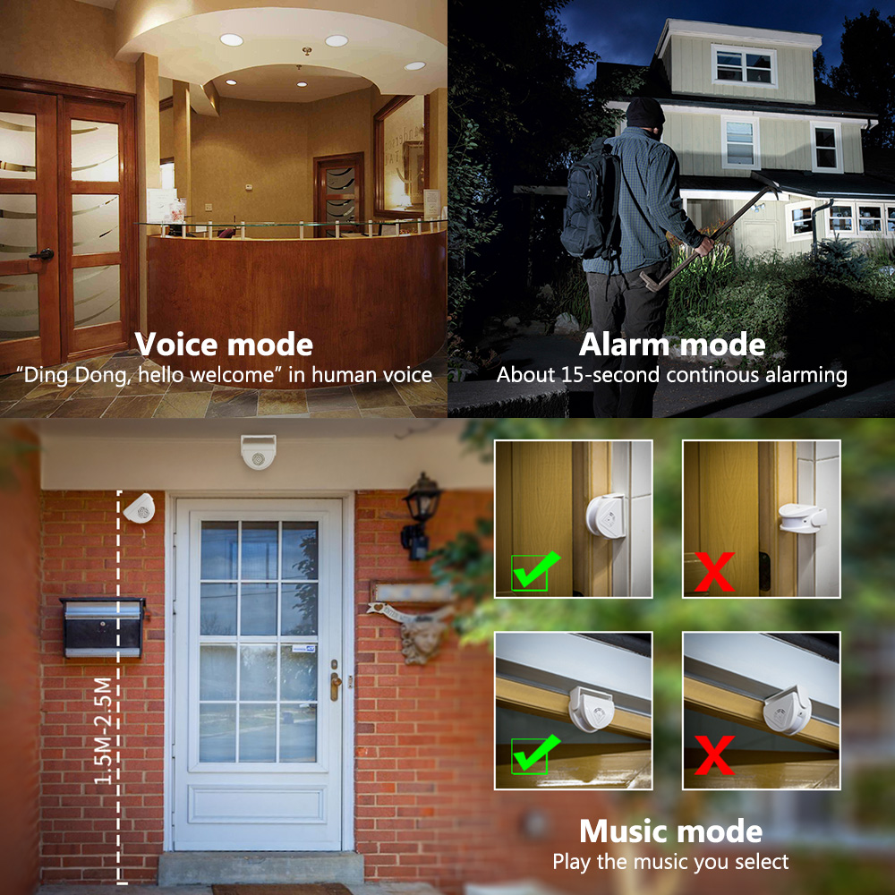 Wireless Infrared Chime Doorbe - Home Security Options avaliação e preço