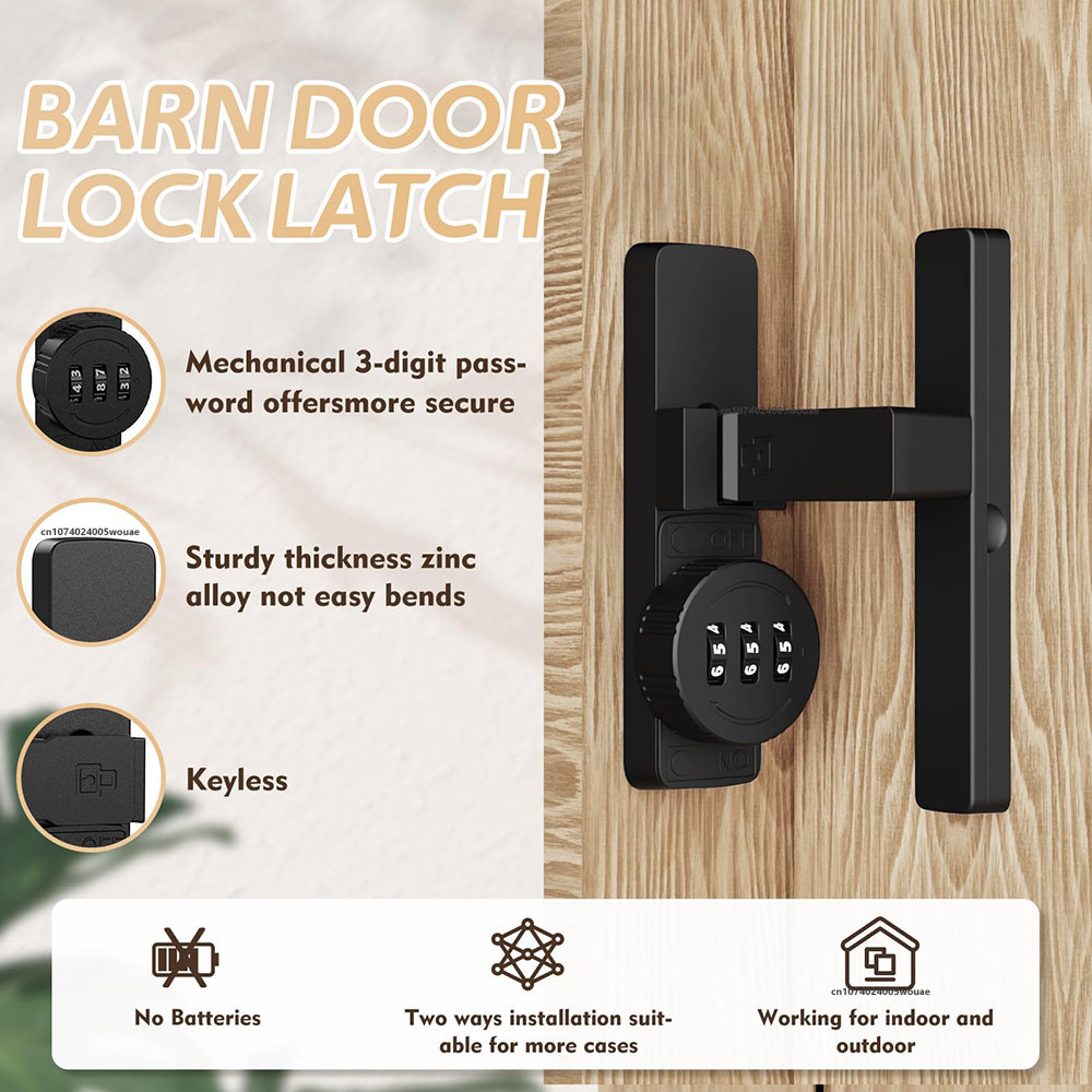 Security Barn Door Lock 3-Digi - Home Security Locks For Doors avaliação e preço