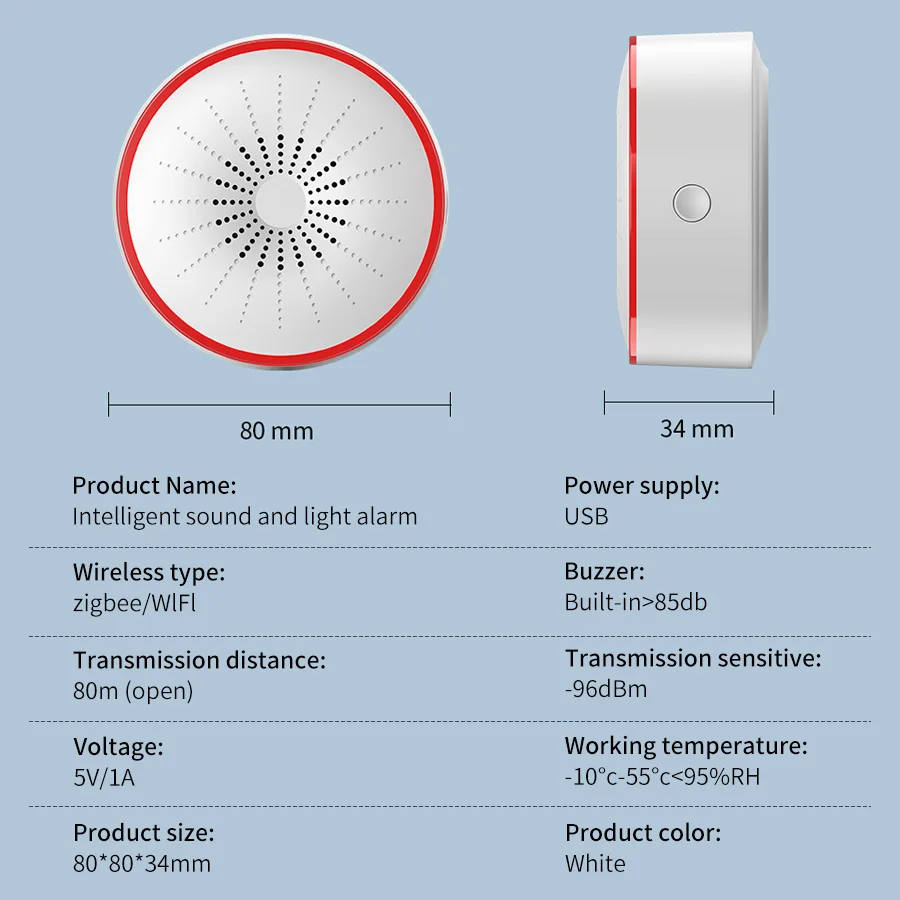 Tuya WiFi ZigBee Smart Alarm S - Home Security Lights avaliação e preço